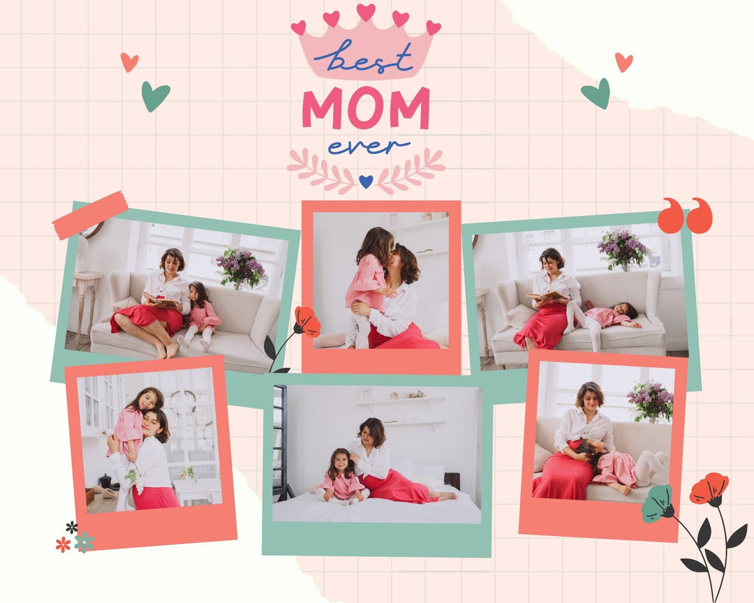 Personalisierte Leinwandbilder mit 6 Fotos für Mama "Best Mom Ever", PS148