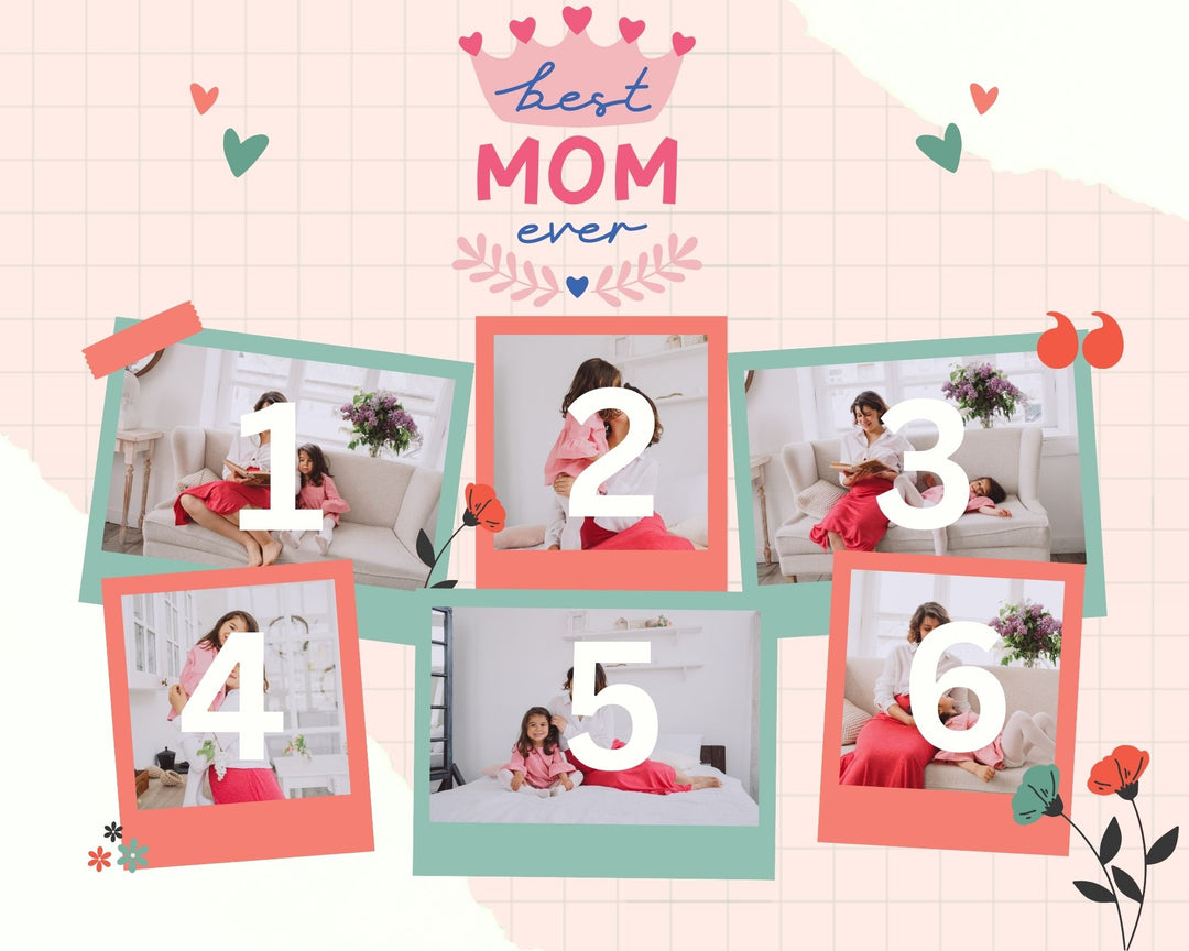 Personalisierte Leinwandbilder mit 6 Fotos für Mama "Best Mom Ever", PS148