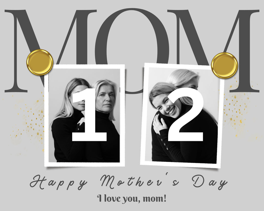 Personalisierte Leinwand Leinwandbilder mit 2 Bildern für Mama "Happy Mother's Day", PS150