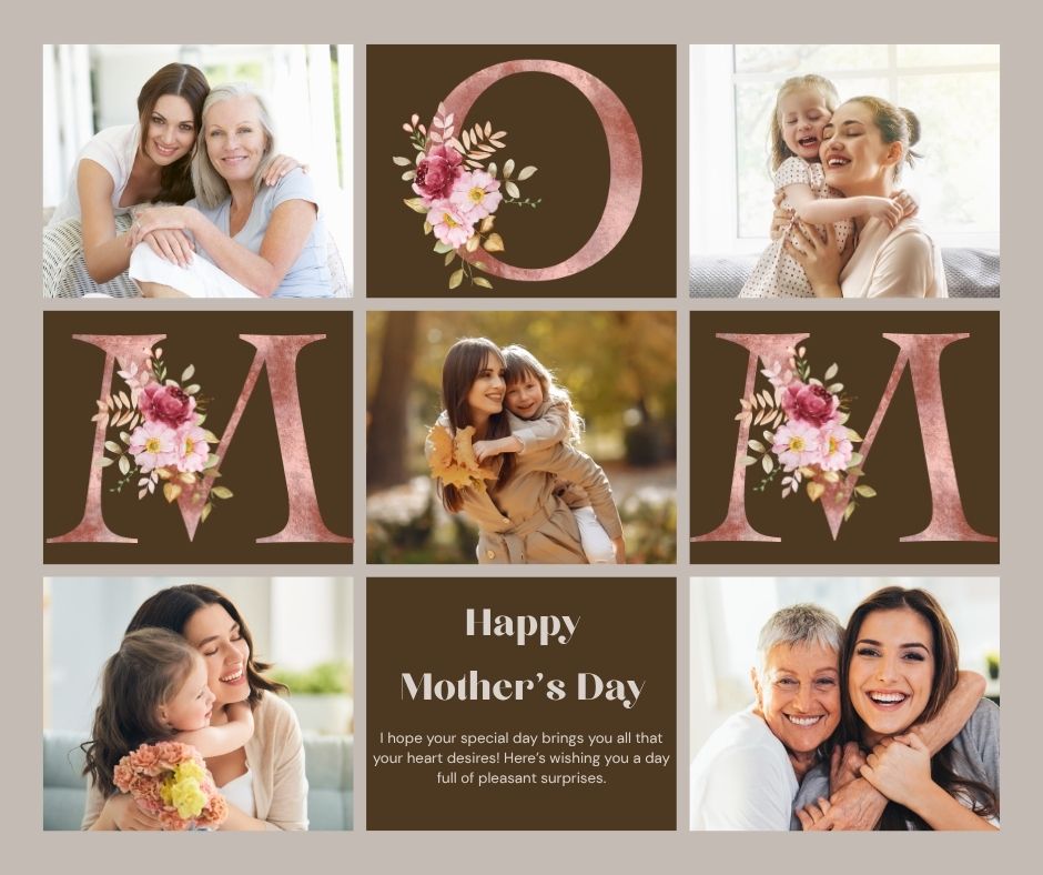 Personalisiertes Leinwandbild mit 5 Bildern für Mama "Happy Mother's Day", PS151