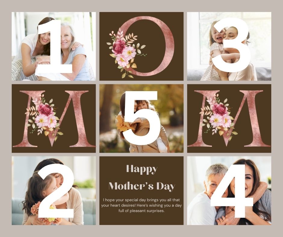 Personalisiertes Leinwandbild mit 5 Bildern für Mama "Happy Mother's Day", PS151