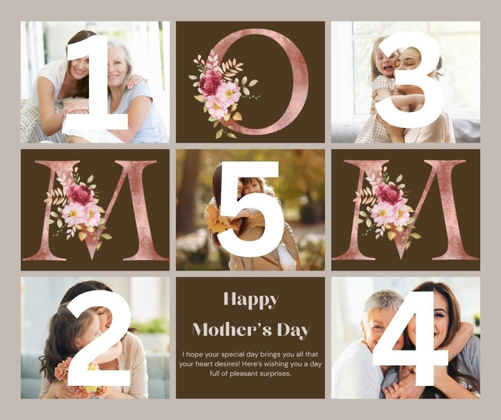 Personalisiertes Leinwandbild mit 5 Bildern für Mama "Happy Mother's Day", PS151