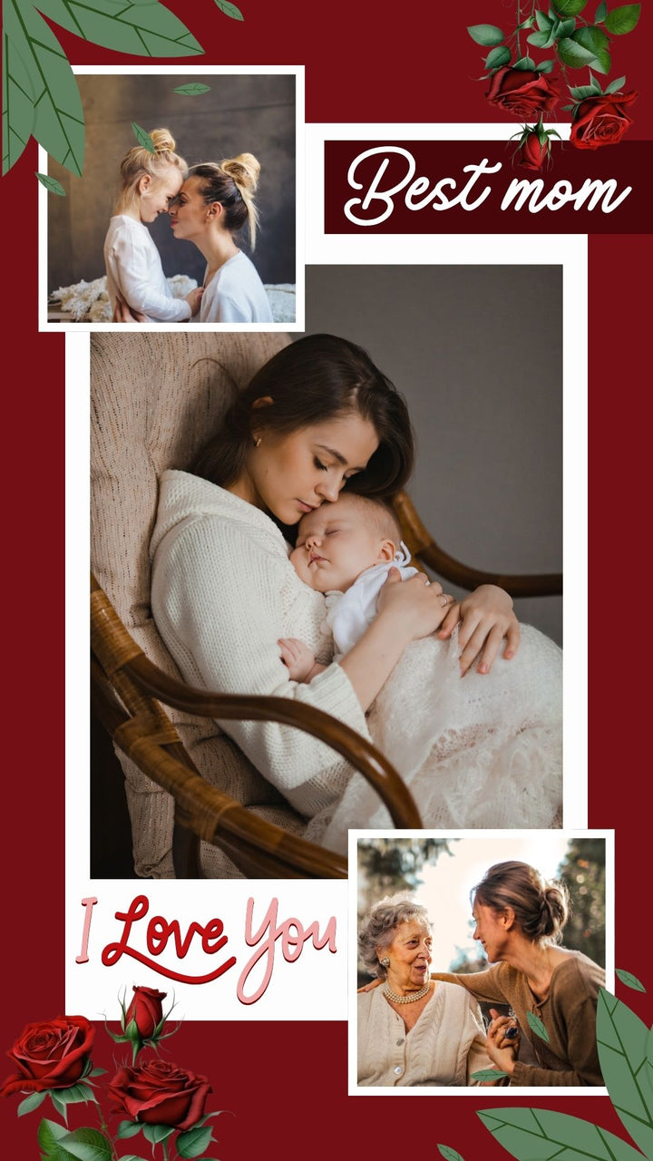 Tablou Canvas Personalizat cu 3 Poze Pentru Mama "Best Mom", PS153