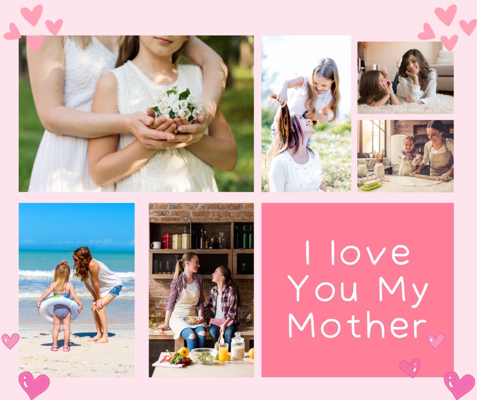Personalisierte Leinwandbilder mit 6 Fotos für Mama "Ich liebe dich meine Mutter", PS154
