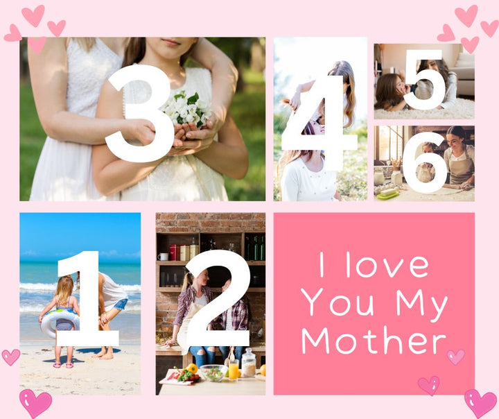 Personalisierte Leinwandbilder mit 6 Fotos für Mama "Ich liebe dich meine Mutter", PS154