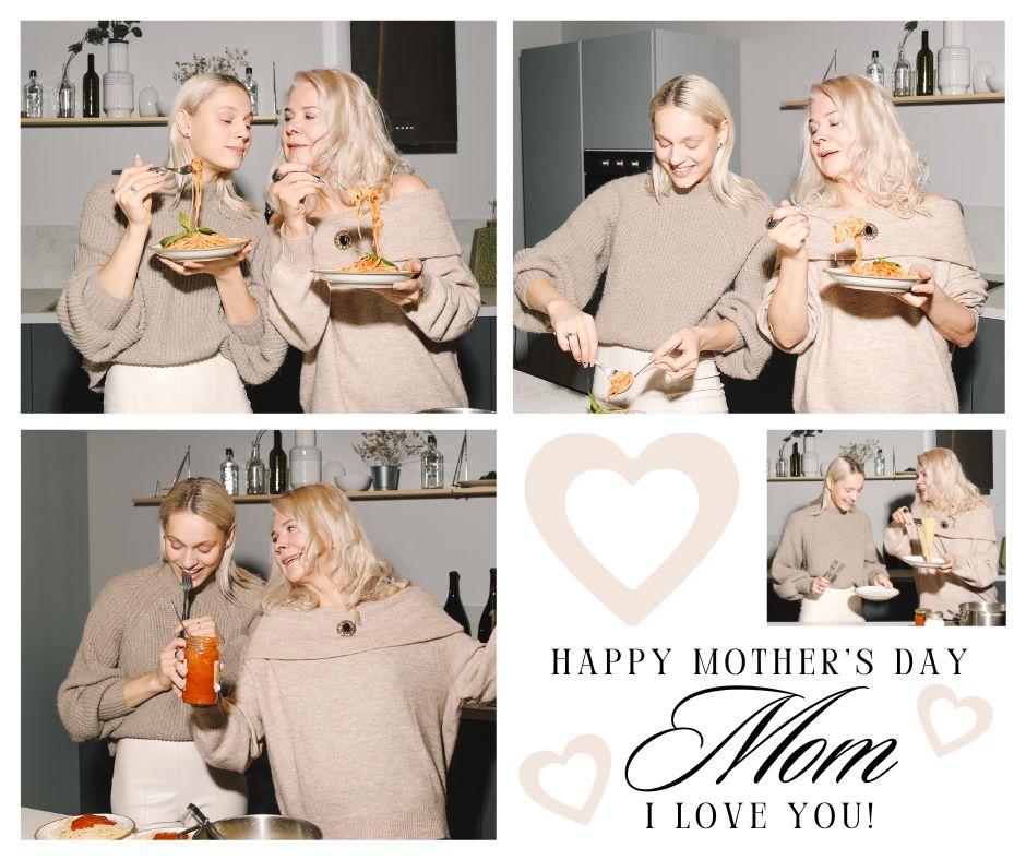 Personalisierte Leinwand Leinwandbild mit 4 Bilder für Mama "Happy Mother's Day", PS155