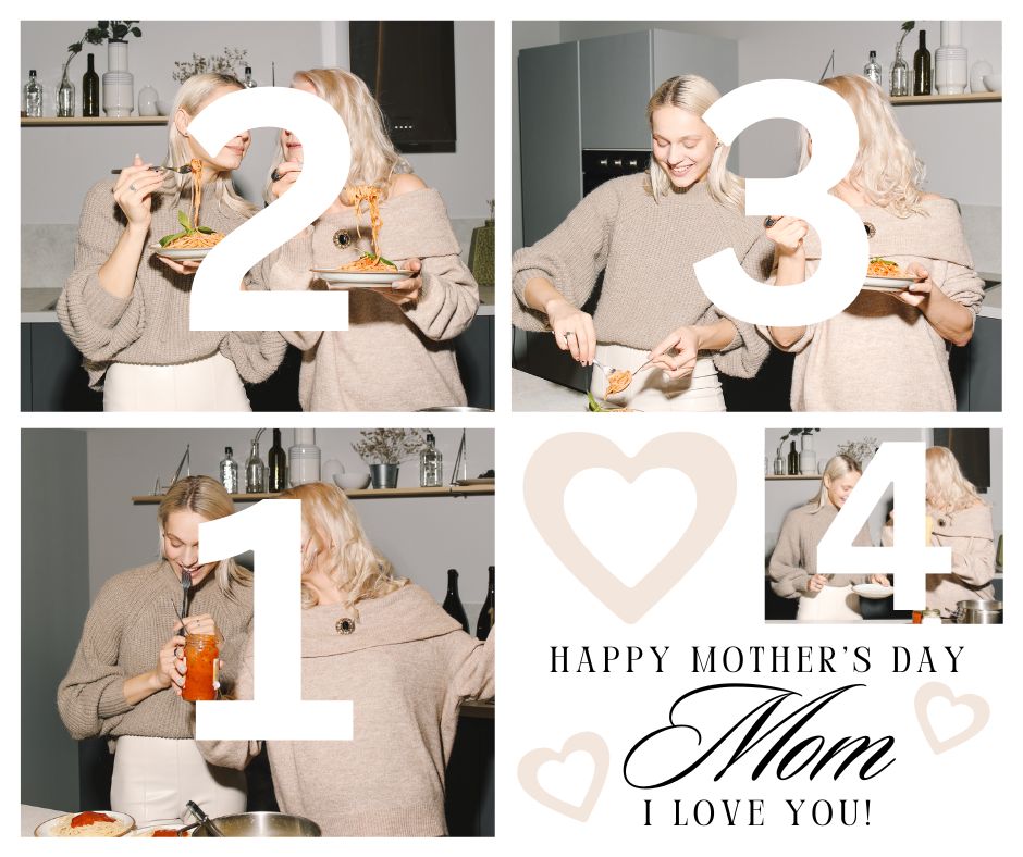 Personalisierte Leinwand Leinwandbild mit 4 Bilder für Mama "Happy Mother's Day", PS155