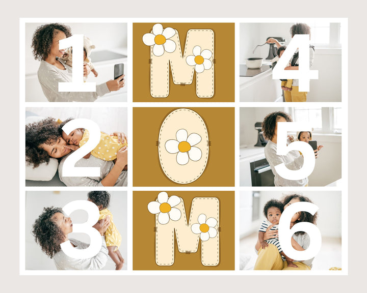 Personalisiertes Leinwandbild mit 6 Fotos für Mama "Mama", PS156