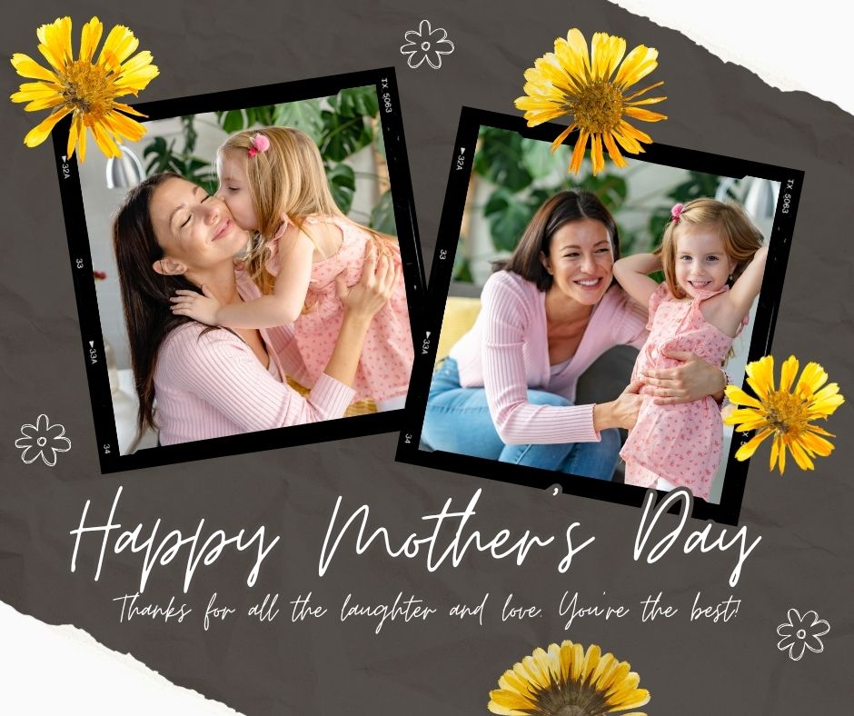 Personalisiertes Leinwandbild mit 2 Bildern für Mama "Happy Mother's Day", PS157