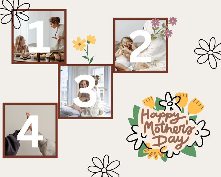 Personalisiertes Leinwandbild mit 4 Bildern für Mama "Happy Mother's Day", PS158