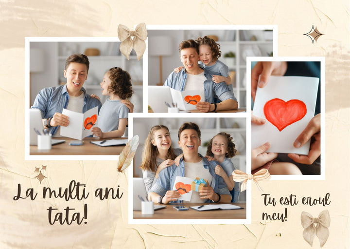 Personalisierte Leinwand Leinwand Wandbild mit 4 Fotos für Papa "Happy Birthday Dad", PS160