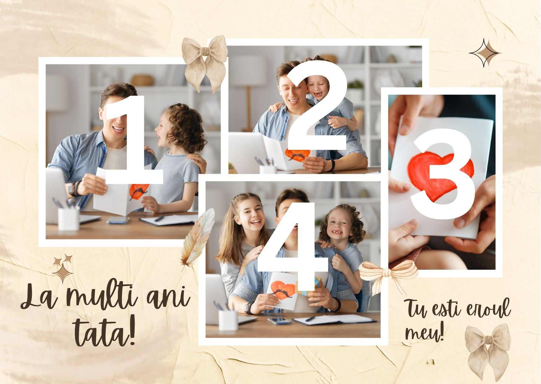 Tablou Canvas Personalizat cu 4 Poze Pentru Tata 