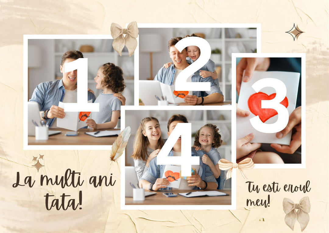 Personalisierte Leinwand Leinwand Wandbild mit 4 Fotos für Papa "Happy Birthday Dad", PS160
