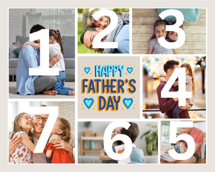 Tablou Canvas Personalizat cu 7 Poze Pentru Tata "Happy Father's Day", PS161