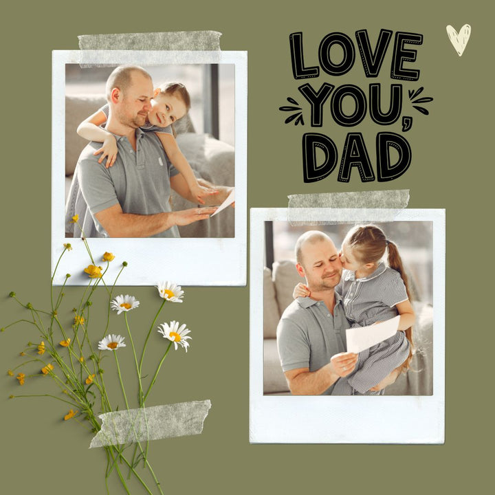 Tablou Canvas Personalizat cu 2 Poze Pentru Tata "Love You Dad", PS162