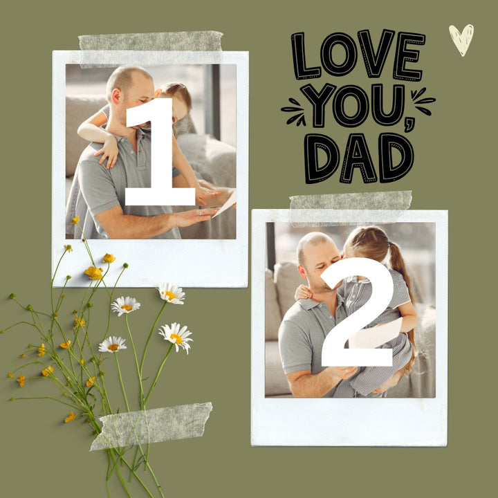 Tablou Canvas Personalizat cu 2 Poze Pentru Tata "Love You Dad", PS162