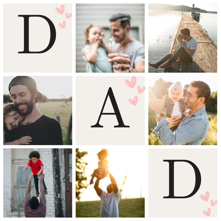 Personalisiertes Leinwandbild mit 6 Fotos für Papa "Dad", PS163