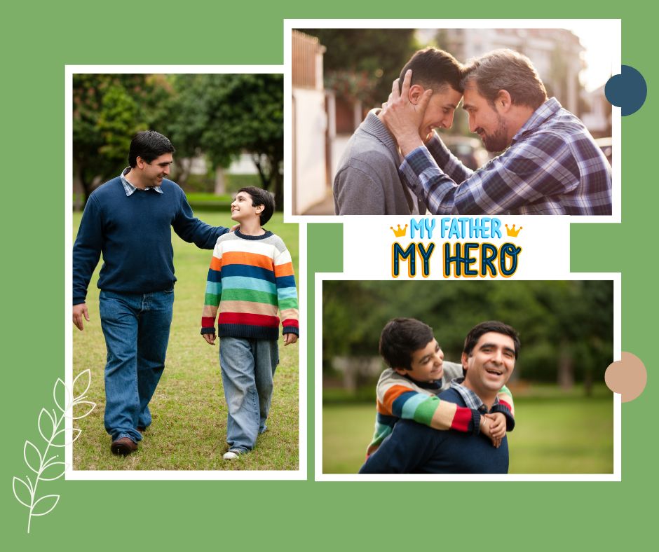 Tablou Canvas Personalizat cu 3 Poze Pentru Tata "My Father, My Hero", PS164