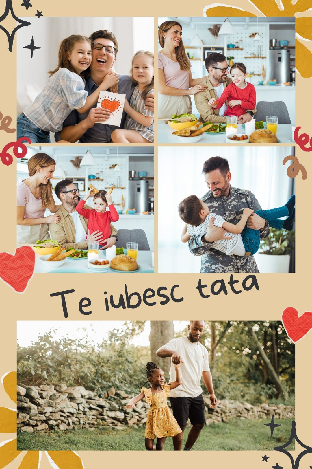Personalisierte Leinwand Leinwand Wandbild mit 5 Fotos für Papa "Ich liebe dich Papa", PS165