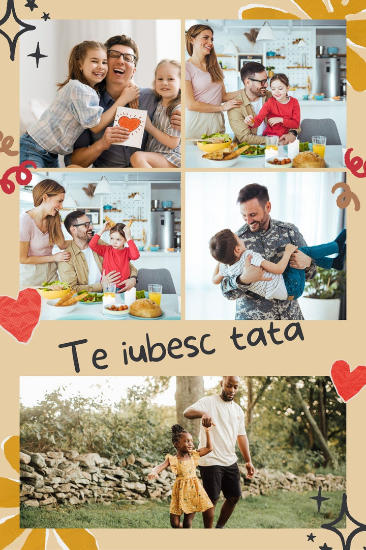 Personalisierte Leinwand Leinwand Wandbild mit 5 Fotos für Papa "Ich liebe dich Papa", PS165