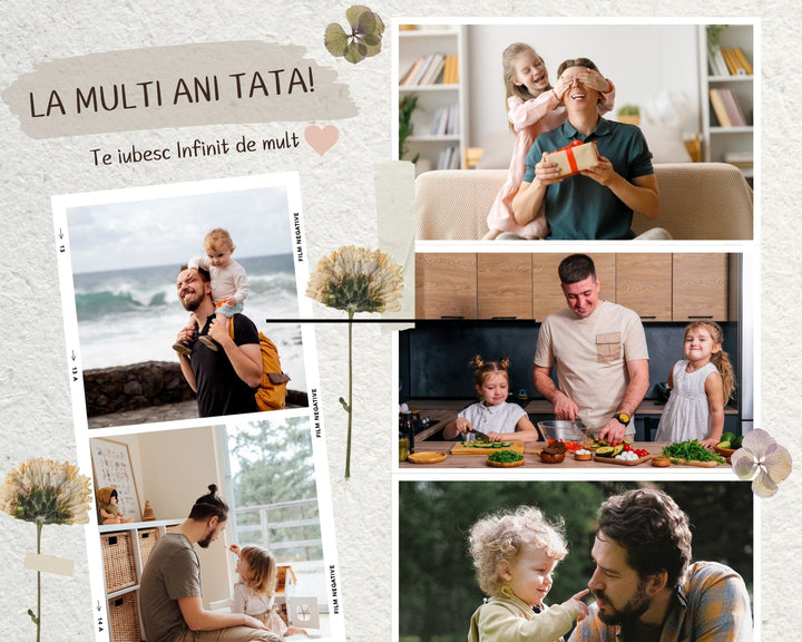 Personalisierte Leinwand Leinwand Wandbild mit 5 Fotos für Papa "Happy Birthday Dad", PS171