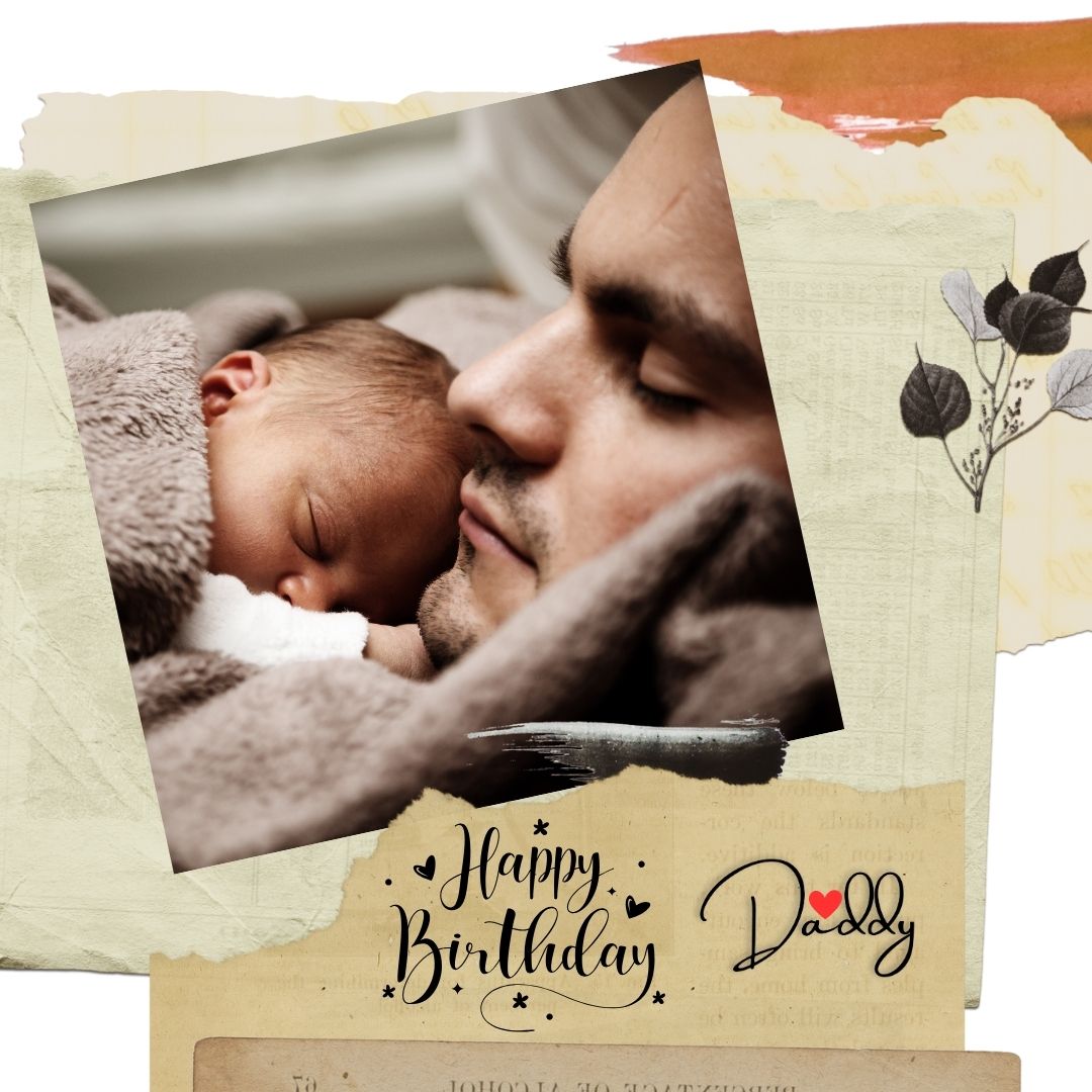 Tablou Canvas Personalizat cu 1 Poza Pentru Tata "Happy Birthday Daddy", PS172