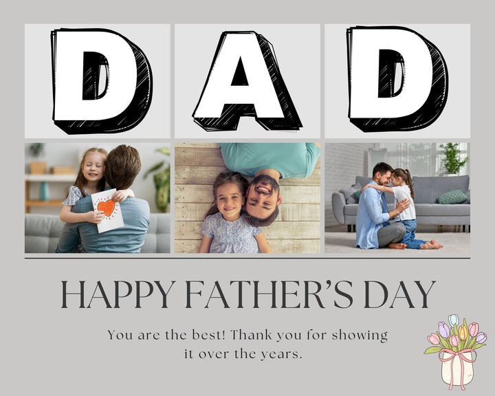 Personalisierte Leinwand Leinwandbild mit 3 Fotos für Papa "Happy Father's Day", PS173