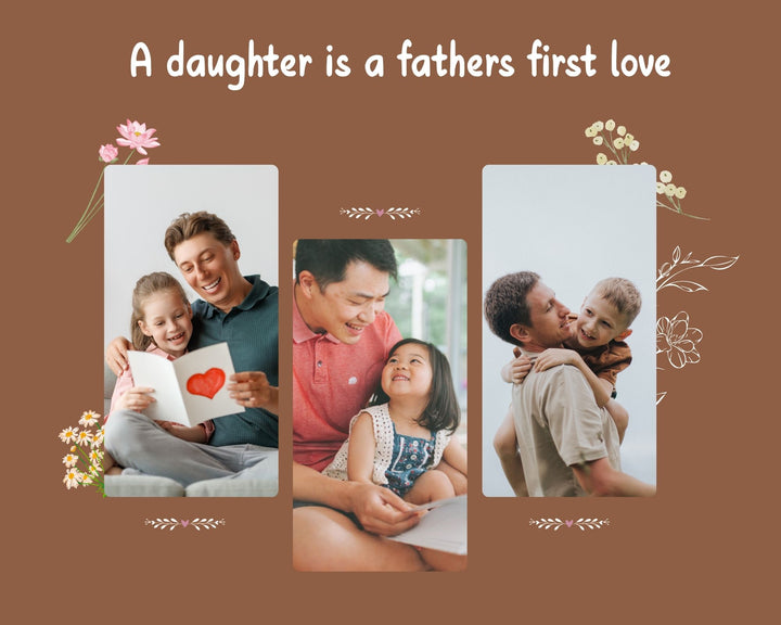 Personalisierte Leinwand Leinwandbilder mit 3 Bildern für Papa "Eine Tochter ist die erste Liebe eines Vaters", PS174