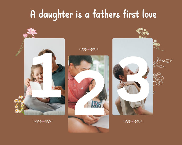 Personalisierte Leinwand Leinwandbilder mit 3 Bildern für Papa "Eine Tochter ist die erste Liebe eines Vaters", PS174