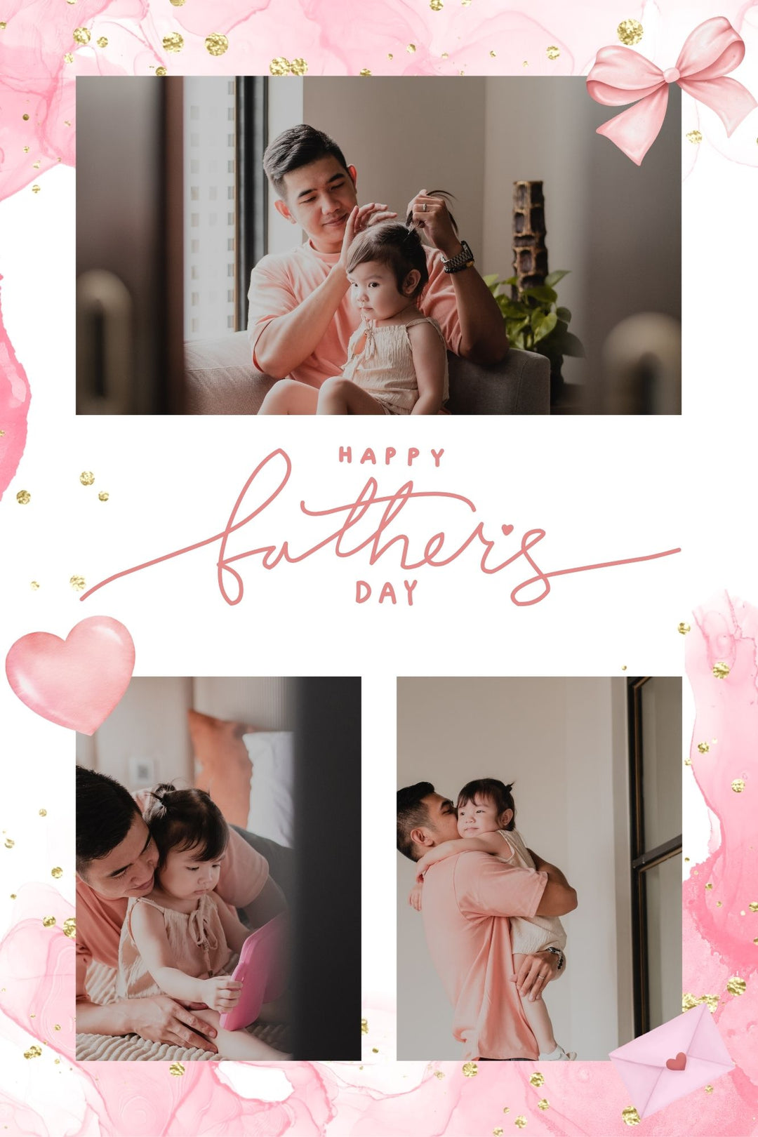 Personalisierte Leinwand Leinwand Wandbild mit 3 Fotos für Papa "Happy Father's Day", PS175