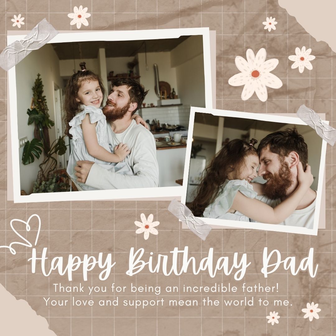 Personalisierte Leinwand Leinwandbilder mit 2 Bildern für Papa "Happy Birthday Dad", PS176