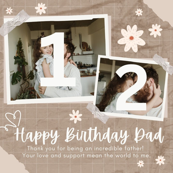 Personalisierte Leinwand Leinwandbilder mit 2 Bildern für Papa "Happy Birthday Dad", PS176