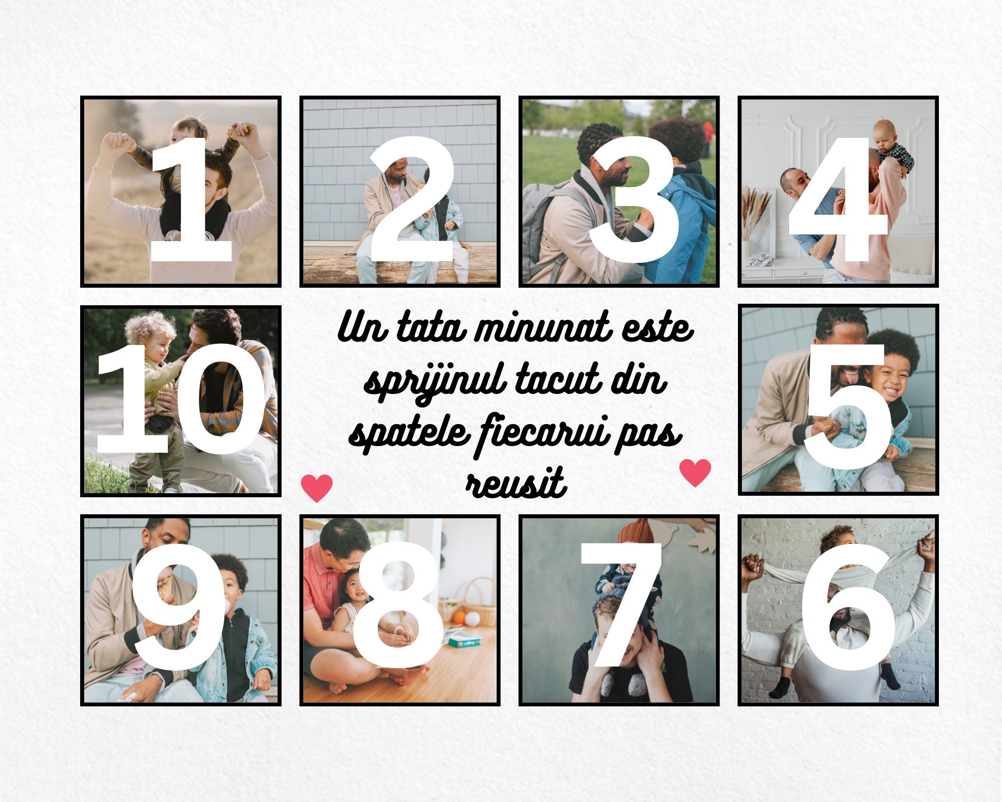 Tablou Canvas Personalizat cu 10 Poze Pentru Tata "Un Tata Minunat", PS177