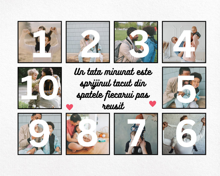 Personalisierte Leinwand Leinwandbilder mit 10 Fotos für Papa "A Wonderful Dad", PS177