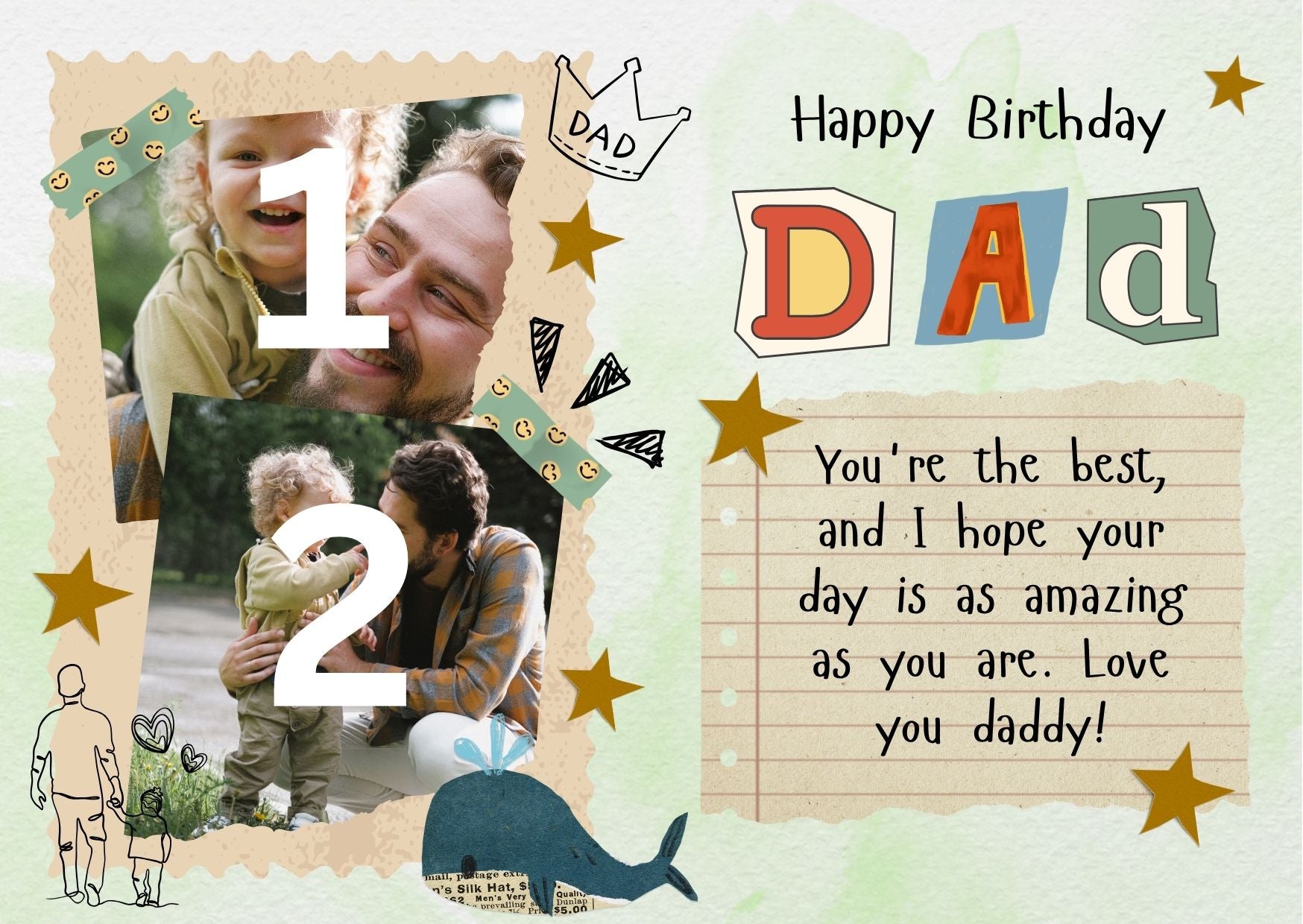 Tablou Canvas Personalizat cu 2 Poze Pentru Tata 