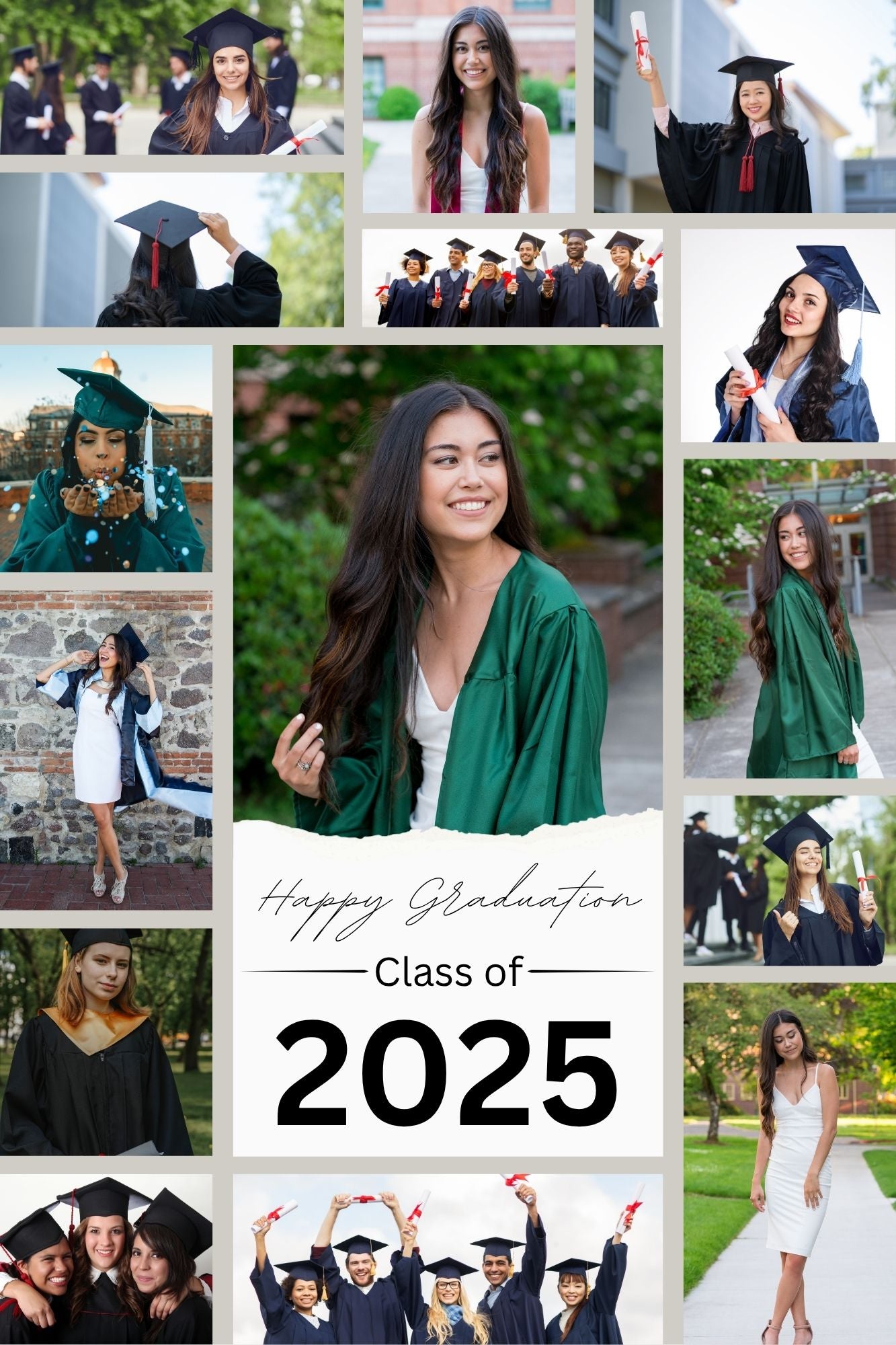 Tablou Canvas Personalizat cu 15 Poze Pentru Absolvire "Happy Graduation", PS180