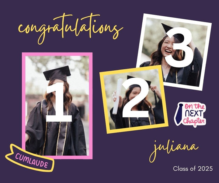 Personalisierte Leinwand Leinwandbilder mit 3 Abschlussbildern "Congratulation", PS182