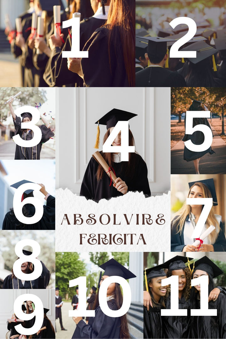 Personalisierte Leinwandtafel mit 11 Bildern zum Schulabschluss "Happy Graduation", PS185