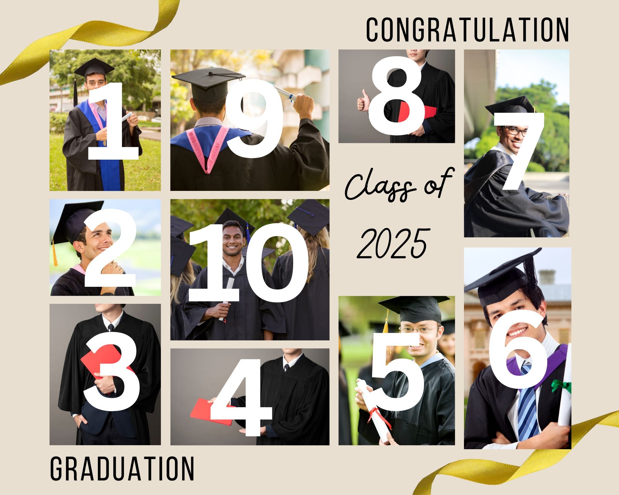 Tablou Canvas Personalizat cu 10 Poze Pentru Absolvire "Graduation", PS186