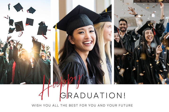 Personalisierte Leinwand Leinwandbild mit 3 Abschlussbilder "Happy Graduation", PS187