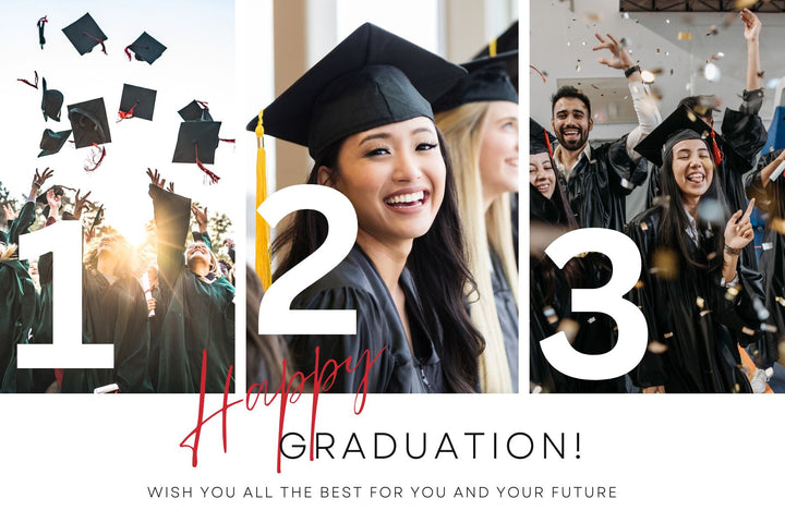 Personalisierte Leinwand Leinwandbild mit 3 Abschlussbilder "Happy Graduation", PS187