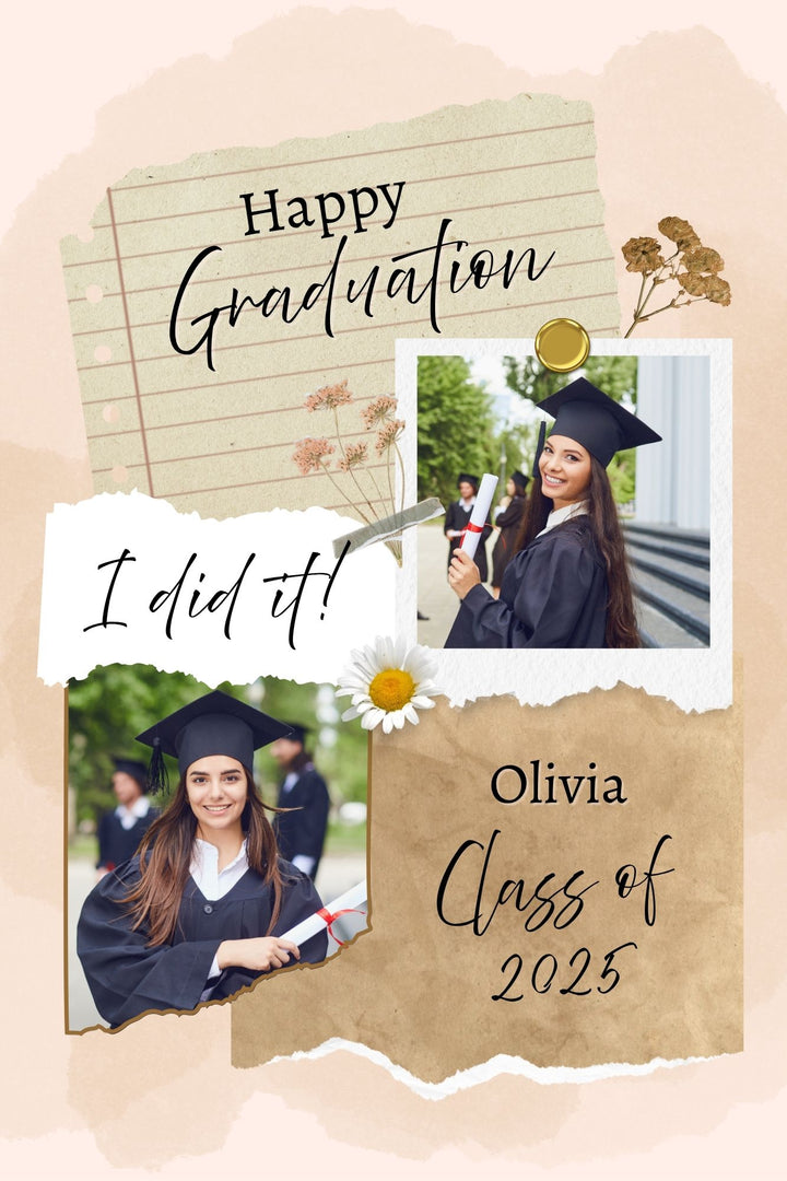 Personalisierte Leinwand Leinwandbilder mit 2 Abschlussbildern "Happy Graduation", PS190