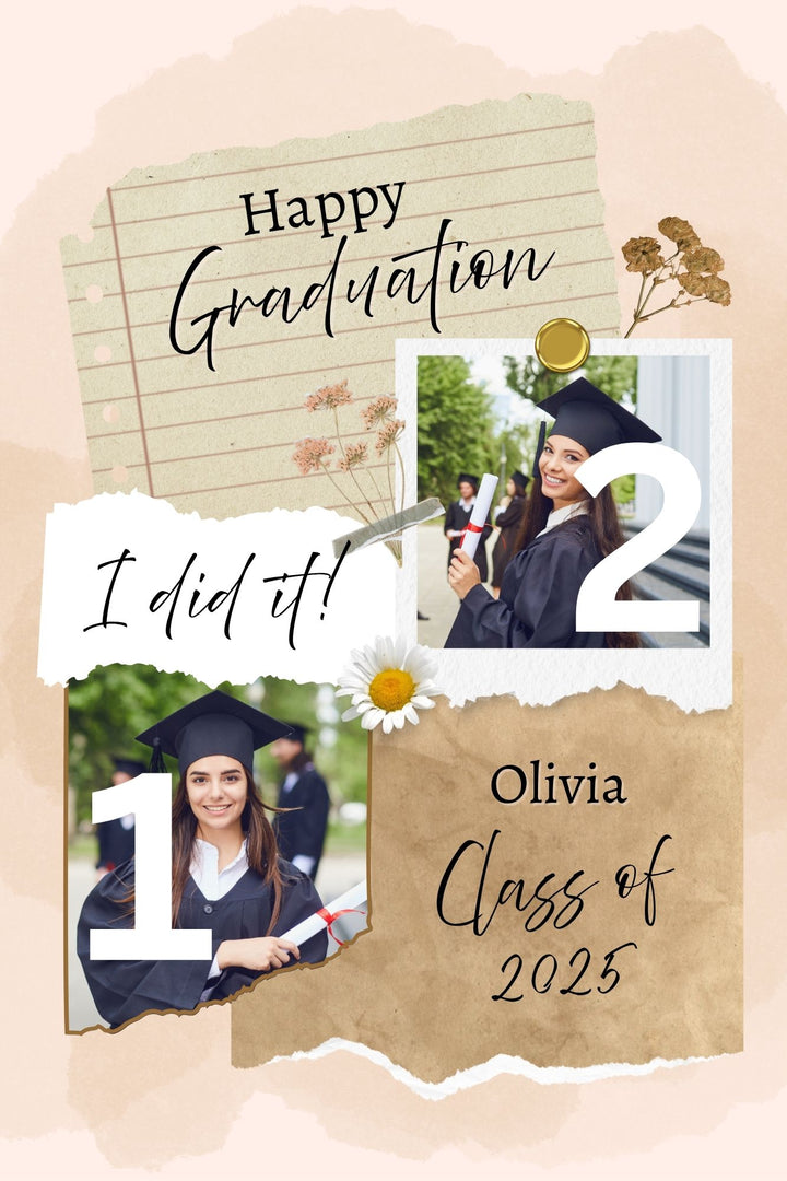 Personalisierte Leinwand Leinwandbilder mit 2 Abschlussbildern "Happy Graduation", PS190