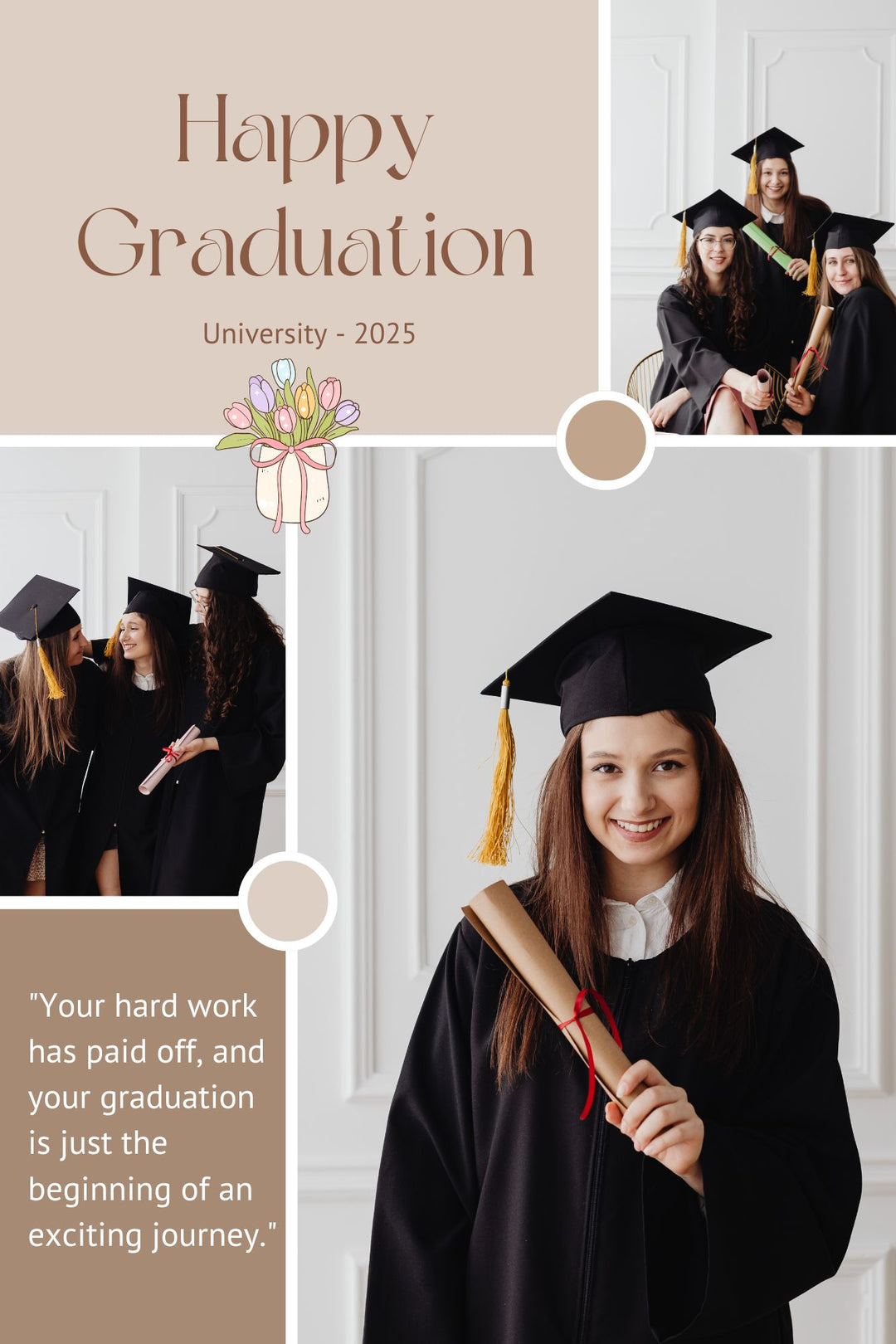 Personalisierte Leinwand Leinwandbilder mit 3 Abschlussfotos "Congratulations", PS192