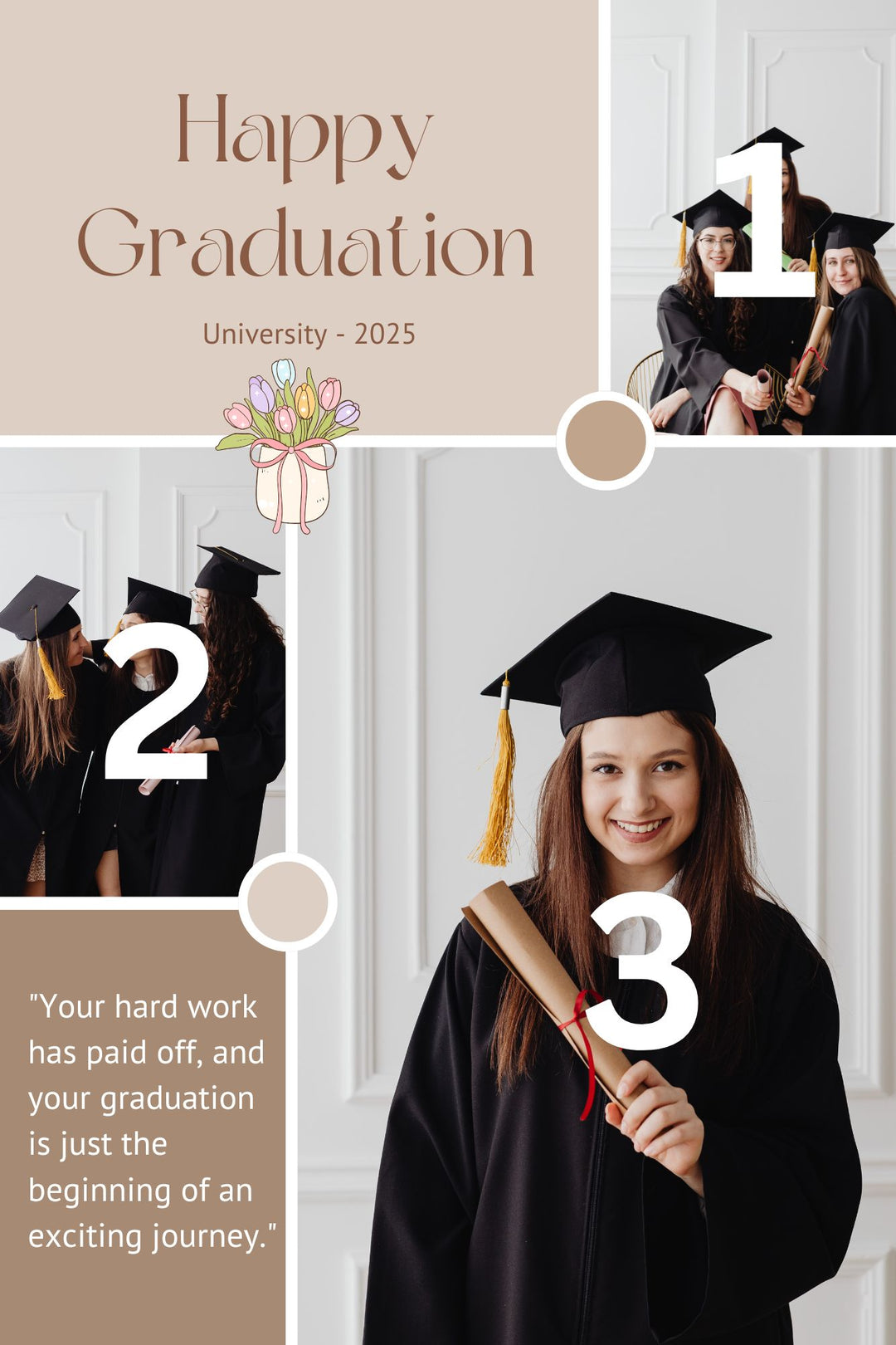 Personalisierte Leinwand Leinwandbilder mit 3 Abschlussfotos "Congratulations", PS192
