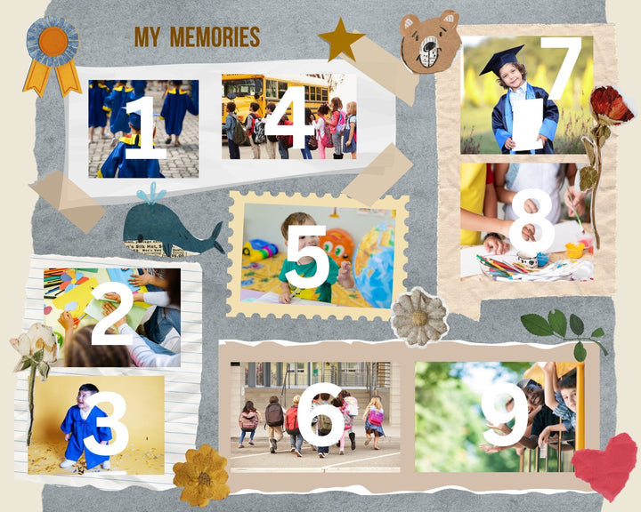 Personalisierte Leinwandbilder mit 9 Abschlussfotos "My Memories", PS193