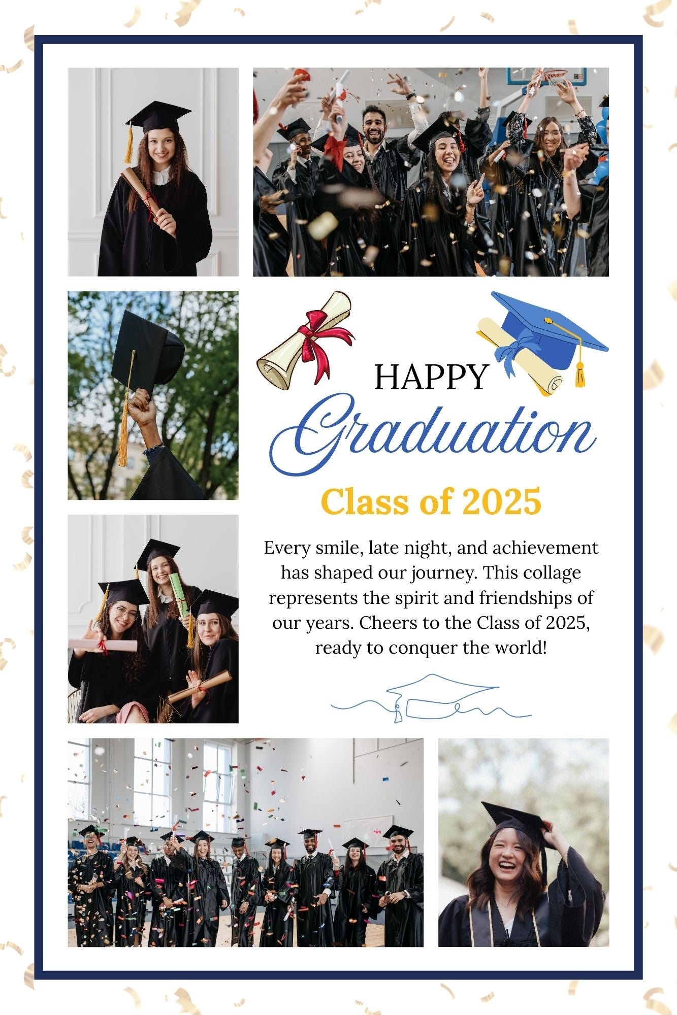 Tablou Canvas Personalizat cu 6 Poze Pentru Absolvire 