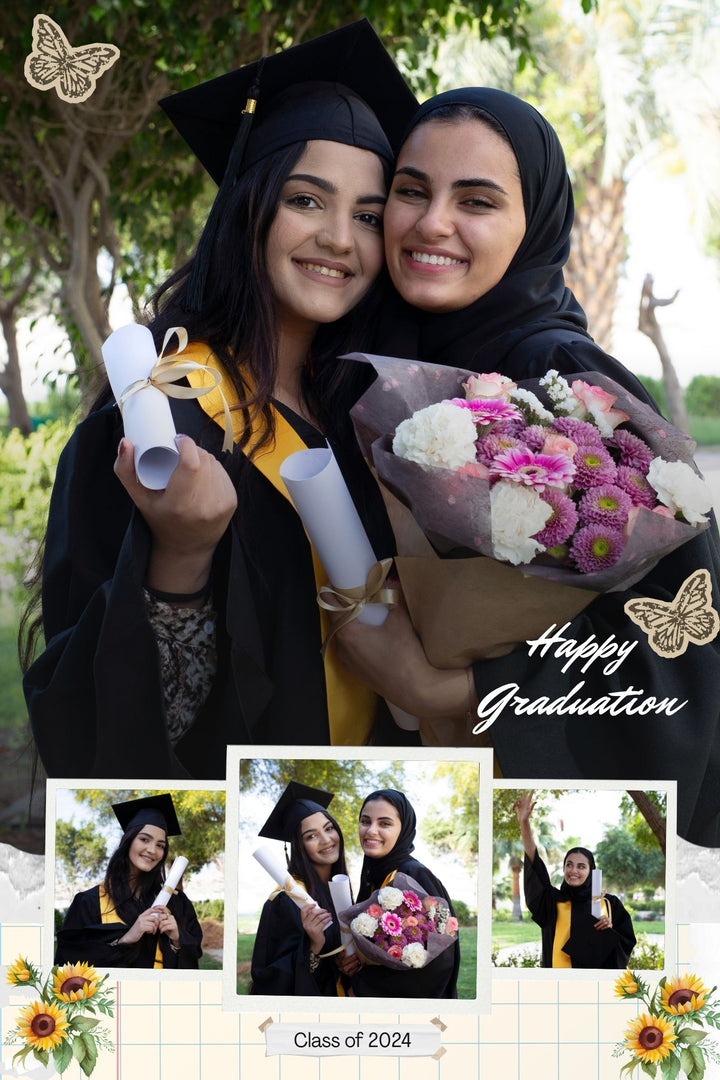 Personalisiertes Leinwandbild mit 4 Abschlussbildern "Happy Graduation", PS196