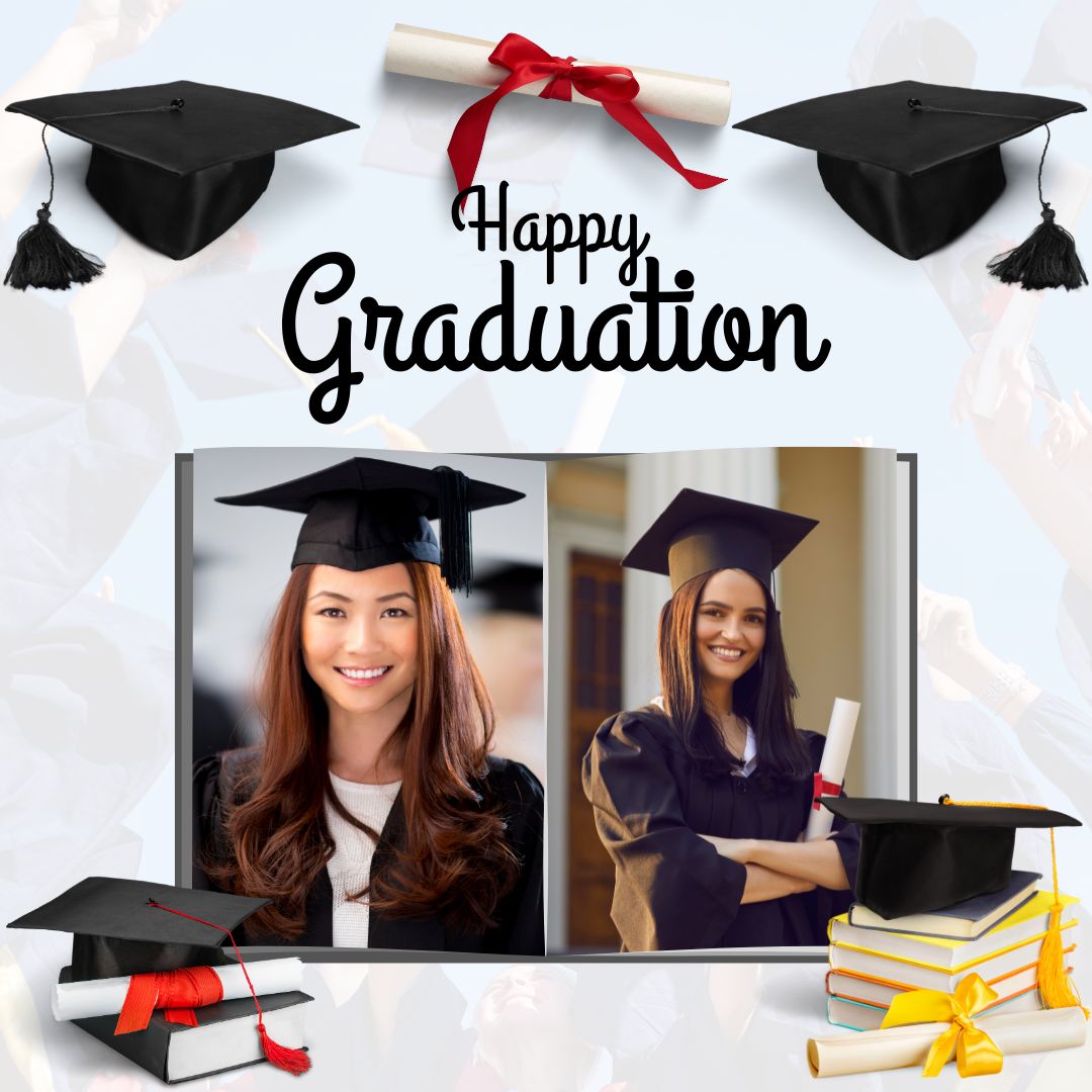 Personalisierte Leinwand Leinwandbilder mit 2 Abschlussbildern "Happy Graduation", PS197