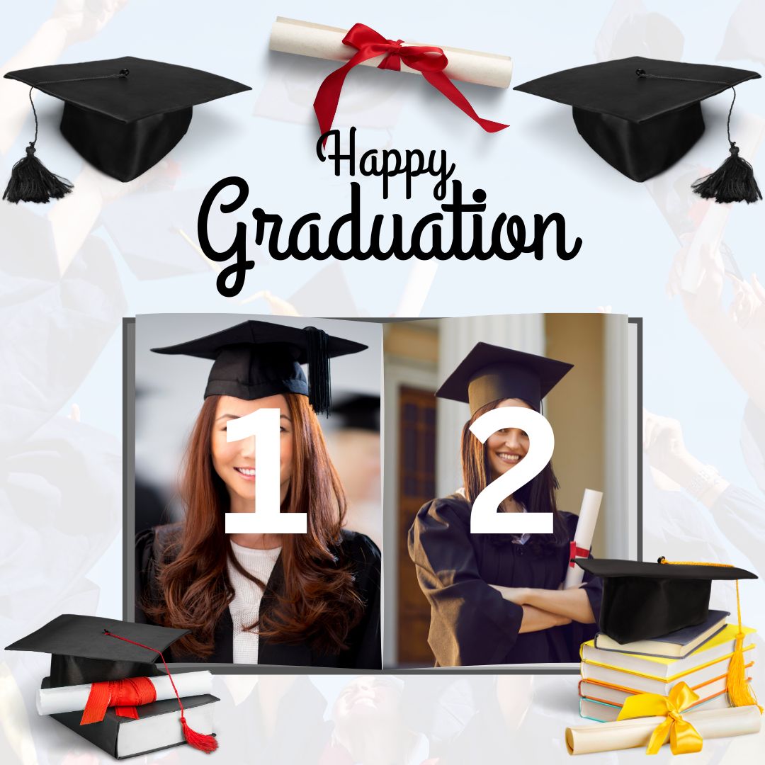Tablou Canvas Personalizat cu 2 Poze Pentru Absolvire "Happy Graduation", PS197